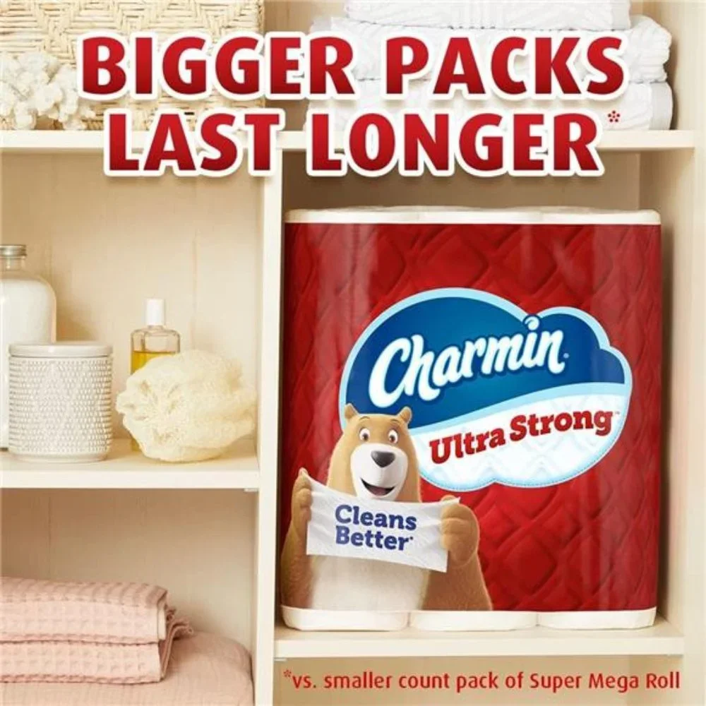 Ultra Strong Toilet Paper, 18 Super Mega Rolls = 108 Regular Rolls